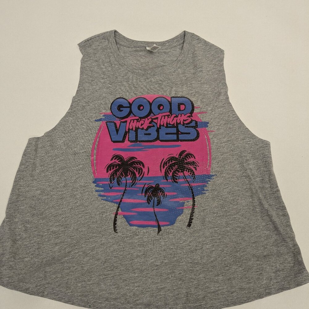 Barbells and Ponytails Good Vibes Racer Crop NEW Sz S